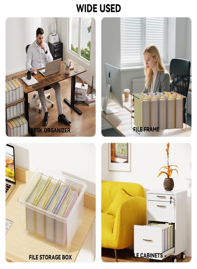 Ansook Letter Size Hanging File Folders Extra Capacity,Heavy Duty 2'' Plastic Expandable Hang Folders,12 Pack Desk Paper Organizer for Office School,File Folders Hanging with Tabs for File Frame Box - Image 4