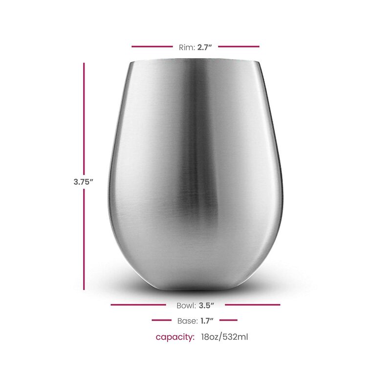 4 قطع من أكواب النبيذ المصنوعة من الفولاذ المقاوم للصدأ سعة 18 أونصة - غير قابلة للكسر، سهلة الحمل للاستخدام في المناسبات الخارجية - Image 2