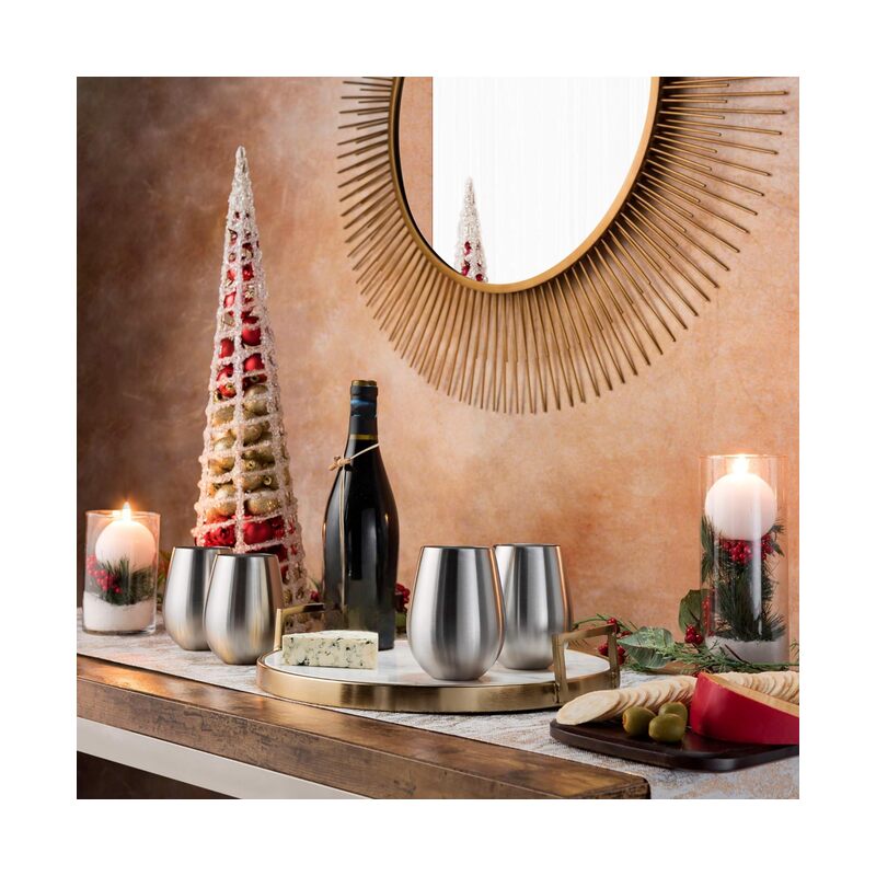 4 قطع من أكواب النبيذ المصنوعة من الفولاذ المقاوم للصدأ سعة 18 أونصة - غير قابلة للكسر، سهلة الحمل للاستخدام في المناسبات الخارجية - Image 5