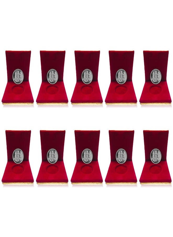 NINE10 Silver Plated Coins 10 Grams German Silver of Ram Darbar for Ram Navami Pooja or Diwali Gift Items for Men, Women, Staff, Customer, Clients, Corporate with Velvet Gift Box (Pack of 10 Pcs) - Image 1