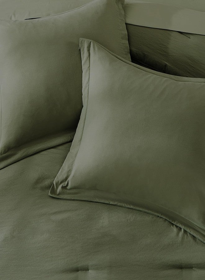 WRENSONGE Olive Green Full Size Comforter, 7 Pieces Soft Dark Green Full Size Comforter Sets- Full Comforter Fitted Sheet, Flat Sheet, 2 Pillow Shams, 2 Pillowcases, Warm Bedding Sets Full All Season - Image 4