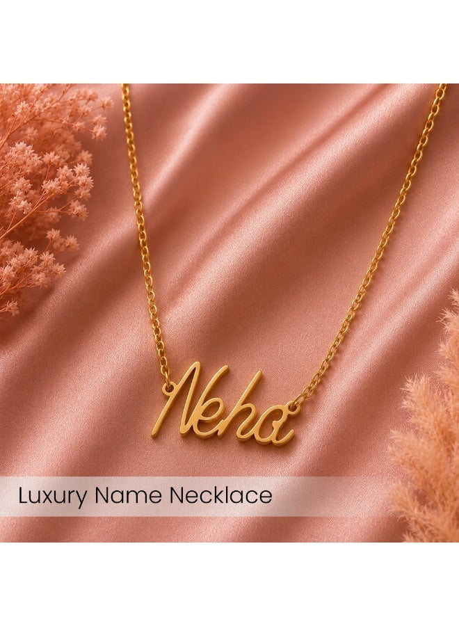 NENOUSH Kids Name Necklace | English Letter Pendant Chain 35cm | Gold Tone Jewelry | Birthday Party Gift for Girls | Daily Wear Fashion Jewelry for Special Occasions - Image 2