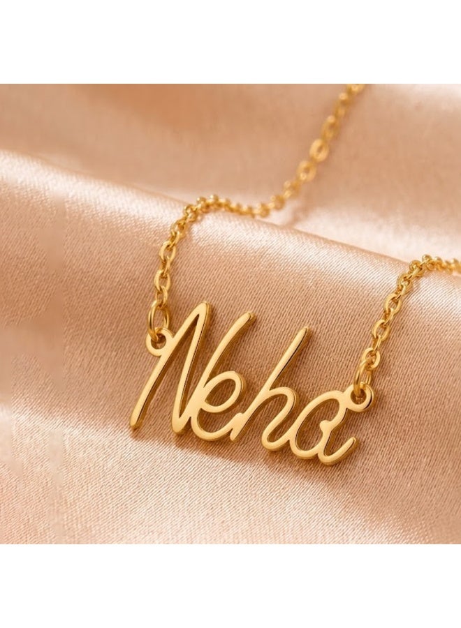 NENOUSH Kids Name Necklace | English Letter Pendant Chain 35cm | Gold Tone Jewelry | Birthday Party Gift for Girls | Daily Wear Fashion Jewelry for Special Occasions - Image 3