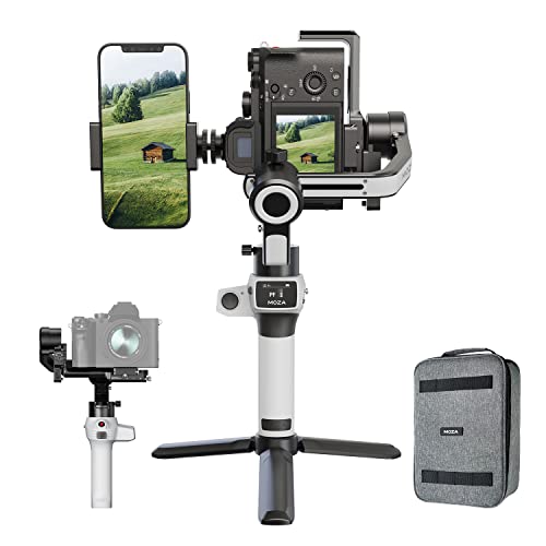 Moza Aircross S Gimbal Stabilizer 3-Axis Handheld Stabilizer For Mobile Phone Dslr Cameras Dual Camera Mount Quick Switch Stay On Vertical Mode Timelapse Auto-Tuning Dolly Zoom With 4Lb Payload - Grey - Image 1