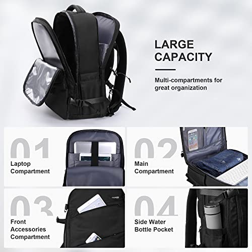 HOMIEE Travel Laptop Backpack for Men Women, Personal Item Carry On Bag, Dry Wet Separation, Weekender Business Hiking Camping College Bag, Mochila de Viaje, Black - Image 4