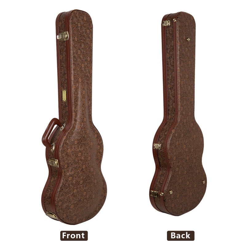 Crossrock Wooden Electric Guitar Case for Gibson SG | Blossom Brown Faux Leather, Burgundy Velvet Interior, Lock â€“ Designer Series(CRW530SGBQ) - Image 3