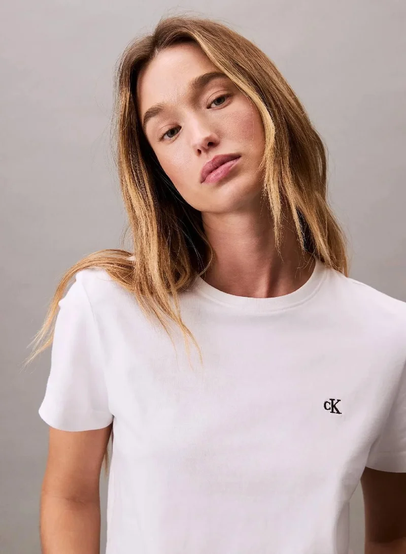 Calvin Klein Jeans Brilliant White Jersey T-Shirt for Women | Best Price UAE