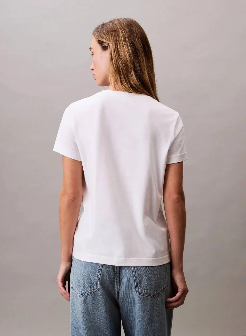 Calvin Klein Jeans Brilliant White Jersey T-Shirt for Women | Best Price UAE