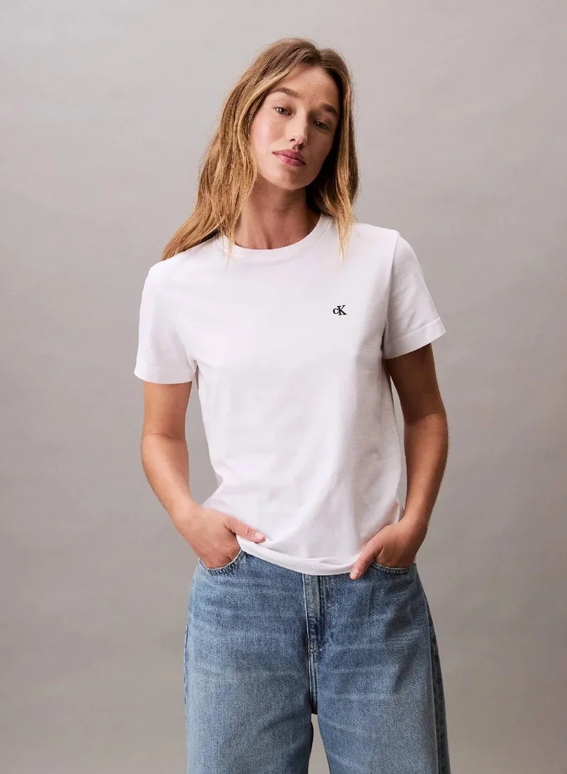 Calvin Klein Jeans Brilliant White Jersey T-Shirt for Women | Best Price UAE