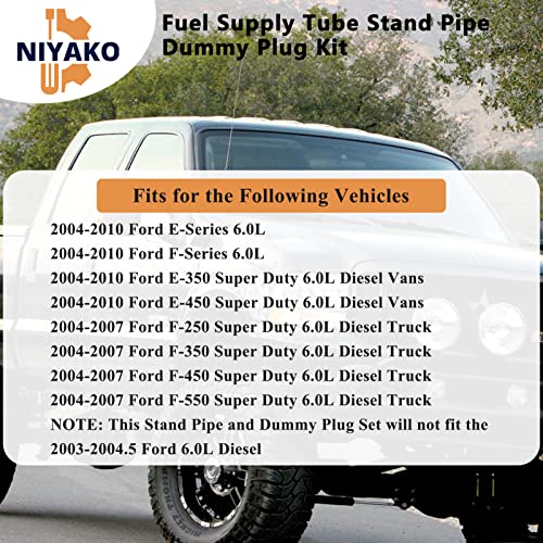 Niyako Fuel Supply Tube Stand Pipe Dummy Plug Kit Replacement Fit 20042010 F250 F350 F450 F550 Super Duty 60L Diesel - Image 5