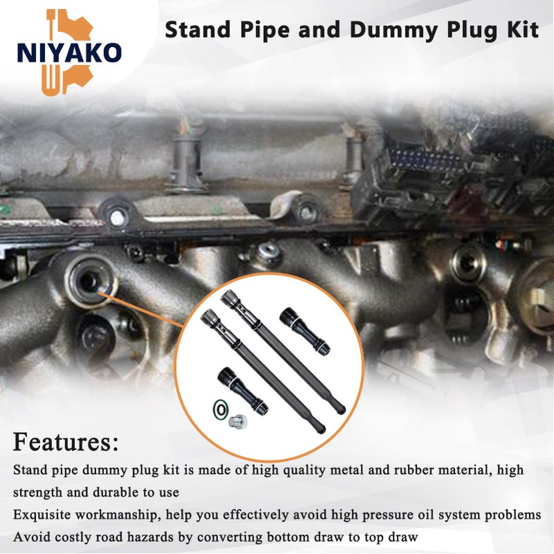 Niyako Fuel Supply Tube Stand Pipe Dummy Plug Kit Replacement Fit 20042010 F250 F350 F450 F550 Super Duty 60L Diesel - Image 4