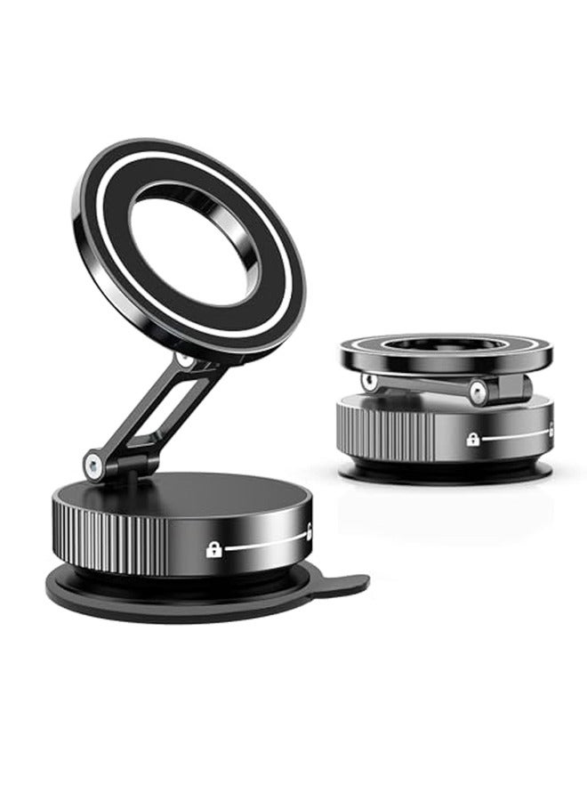 Vacuum Magnetic Suction Cup Phone Mount 360° Rotation Base HandsFree Adjustable Magnetic Car Phone Holder Magnetic Phone Holder Suitable for Car/Gym/Mirror/Smooth Surface - Image 1