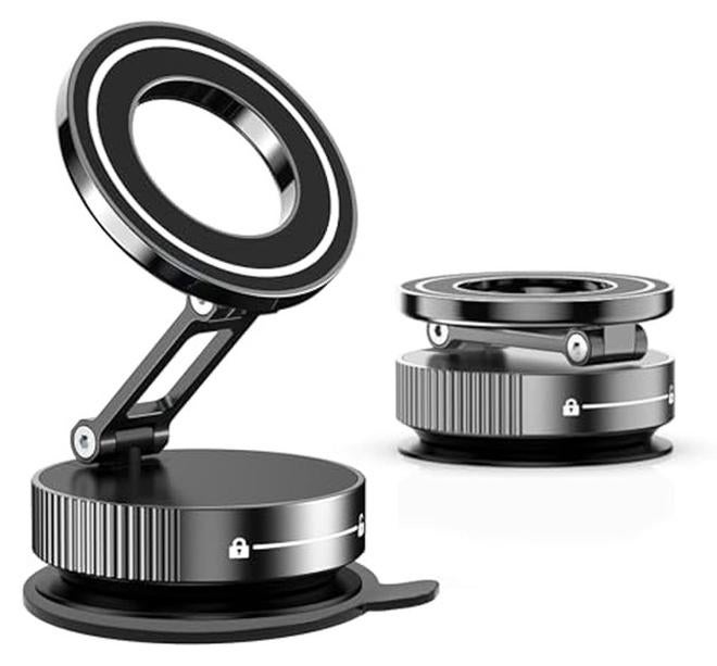 AQUILUX Vacuum Magnetic Suction Cup Phone Mount 360° Rotation Base HandsFree Adjustable Magnetic Car Phone Holder Magnetic Phone Holder Suitable for Car/Gym/Mirror/Smooth Surface - Image 1