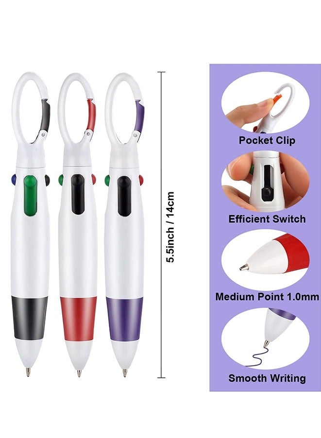 Muyixin Carabiner Shuttle Pens  (6 Pack) 4-in-1 Retractable Multicolor Pens Ballpoint Pens with Buckle Keychain on Top for Office School Supplies  - Image 2