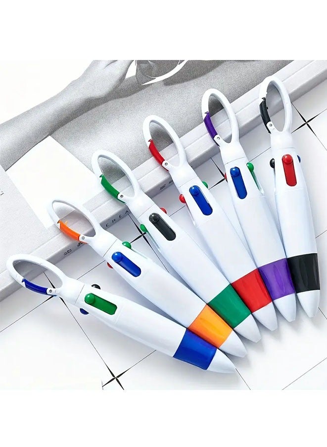 Muyixin Carabiner Shuttle Pens  (6 Pack) 4-in-1 Retractable Multicolor Pens Ballpoint Pens with Buckle Keychain on Top for Office School Supplies  - Image 1
