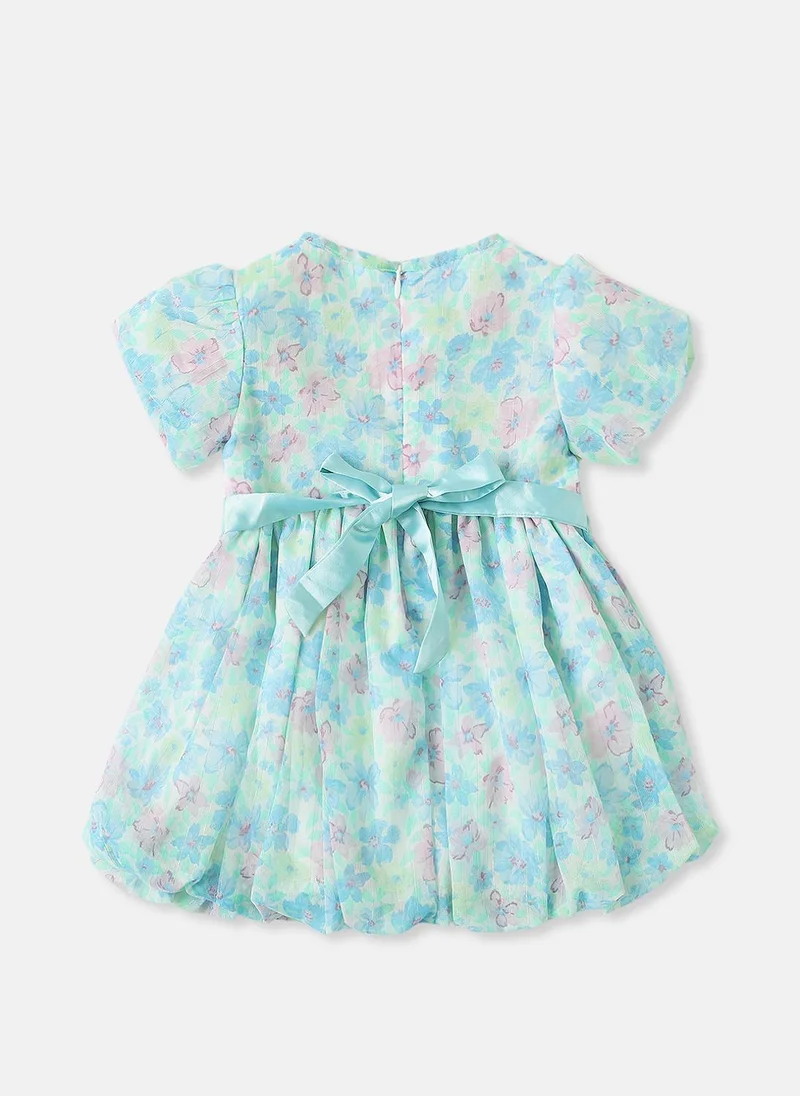 Nautinati Nautinati Girls' Pastel Floral Frock With Balloon Hemline
