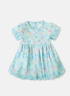Nautinati Nautinati Girls' Pastel Floral Frock With Balloon Hemline  - Image 1