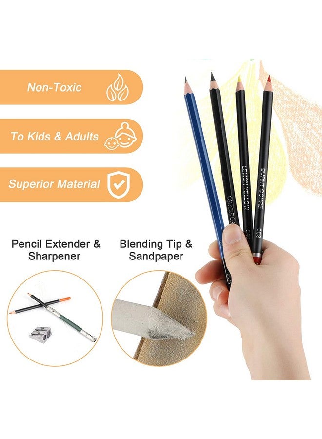 Corslet مجموعة أقلام رسم كورسلت 146 قطعة للفنانين مع دفتر رسم A5 من 16 و 25 صفحة مجموعة ألوان مائية وزيتية لمستلزمات فن الرسم، أسود حبر - Image 3