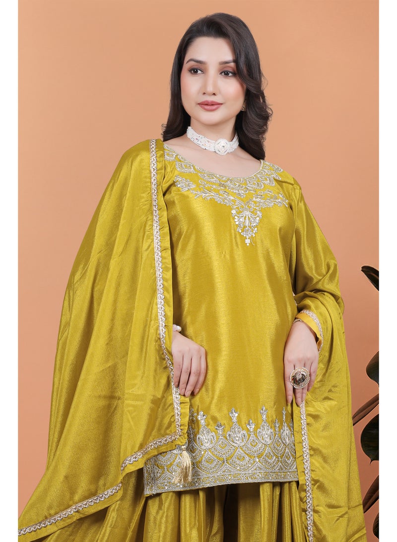 Super Asian Premium Pure Silk Kurti Palazzo Set with Embroidery & Dupatta – Festive and Party Wear  - Image 3