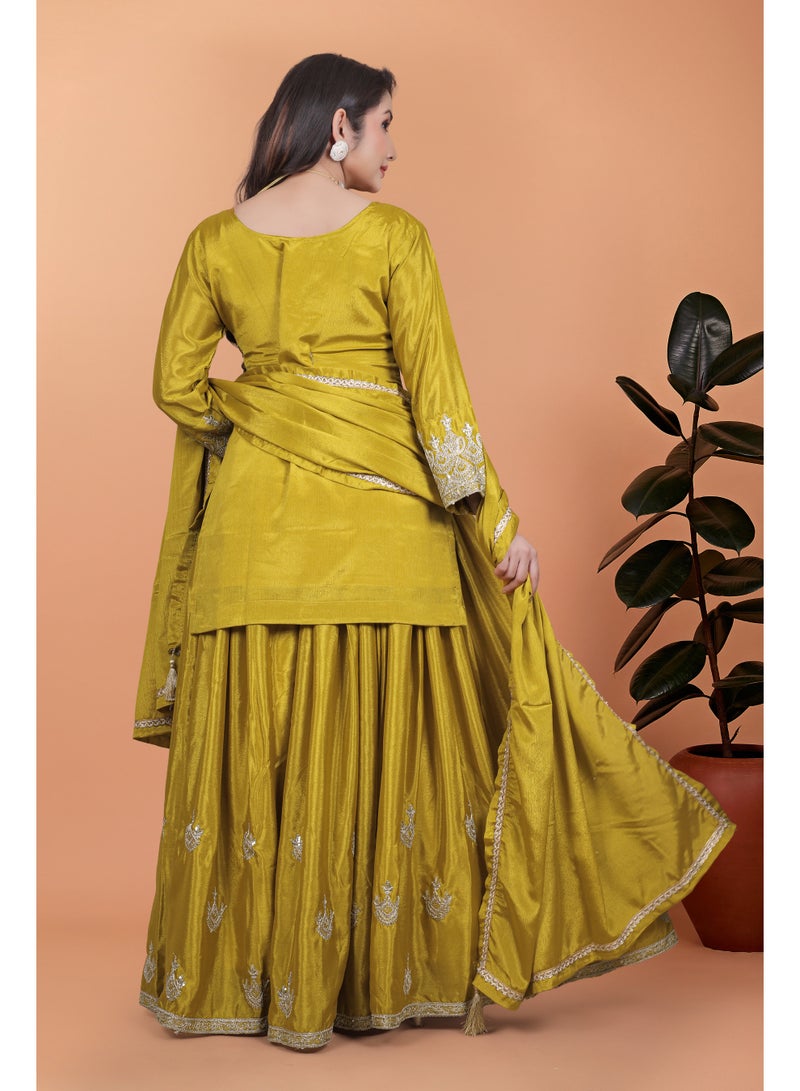 Super Asian Premium Pure Silk Kurti Palazzo Set with Embroidery & Dupatta – Festive and Party Wear  - Image 2