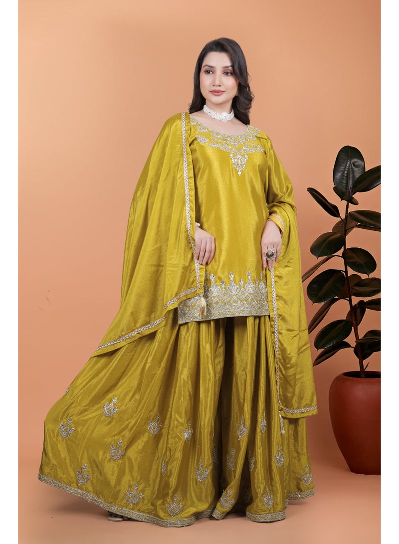 Super Asian Premium Pure Silk Kurti Palazzo Set with Embroidery & Dupatta – Festive and Party Wear  - Image 5