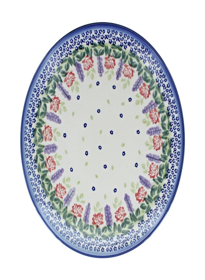 Blue Rose Pottery طبق عشاء من الخزف البولندي "بلو روز" - "الورود حمراء" - قطر 10 بوصات - مثالي للاستخدام اليومي، أو كطبق عشاء رسمي. - Image 2
