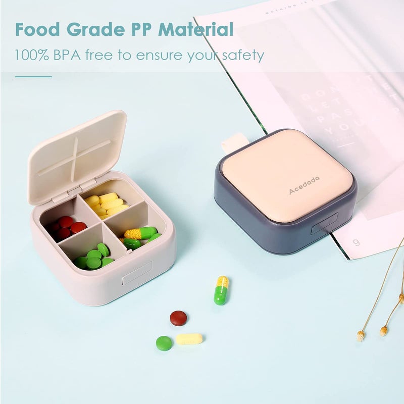 Acedada Small Pill Case, Cute Pill Box - Acedada Travel Daily Pill Organizer, Portable Pretty Pill Container for Purse Pocket, Compact Medicine Holder for Vitamins, Fish Oils, Supplements, Pink - Image 5