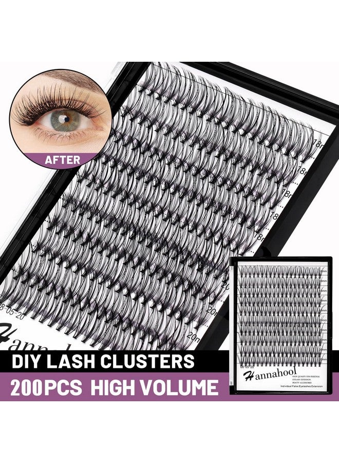 Hannahool 200Pcs 20Roots Individual False Lashes Mixed 8-10-12-14Mm/9-11-13-15Mm/10-12-14-16Mm/16-18Mm/18-20Mm 0.07 Thickness Natural Cluster Lashes Makeup Volume Eye Lashes Extensions (18+20Mm) - Image 3