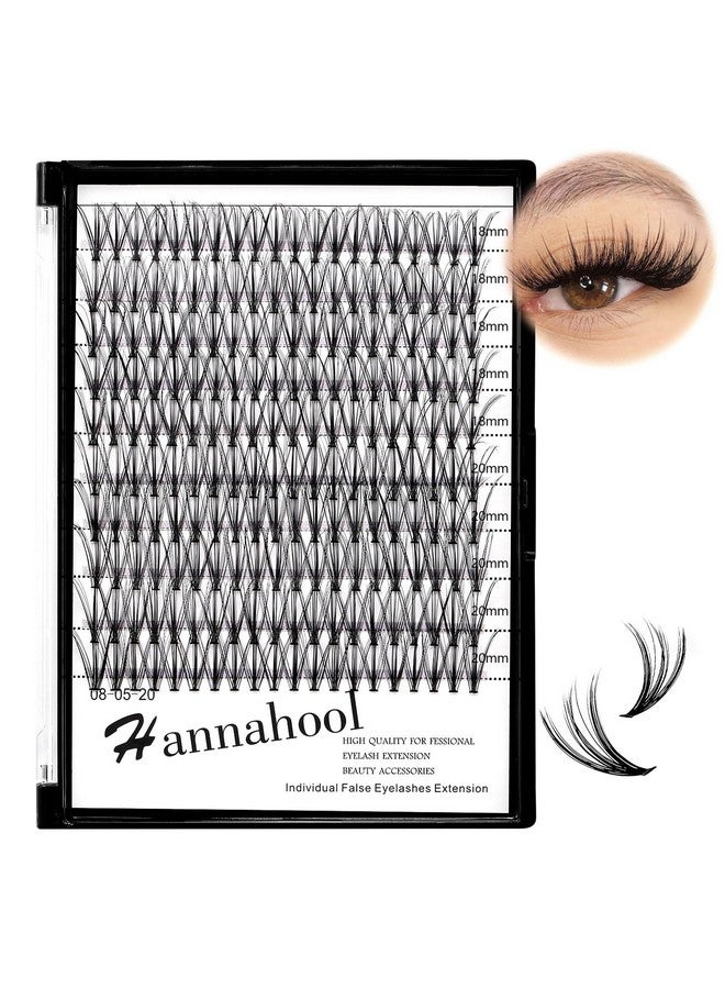 Hannahool 200Pcs 20Roots Individual False Lashes Mixed 8-10-12-14Mm/9-11-13-15Mm/10-12-14-16Mm/16-18Mm/18-20Mm 0.07 Thickness Natural Cluster Lashes Makeup Volume Eye Lashes Extensions (18+20Mm) - Image 1