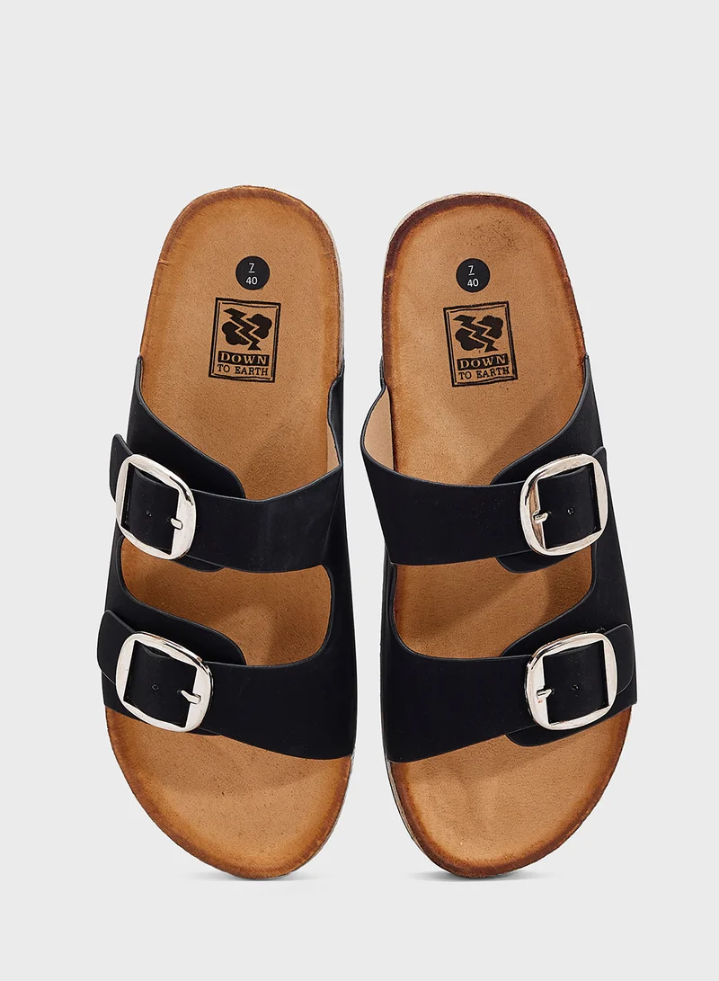 DOWN TO EARTH Classic Double Strap Sandal Slide