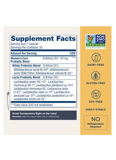 Renew Life Women's Probiotic Capsules, Supports pH Balance for Women, Vaginal, Urinary, Digestive and Immune Health, L. Rhamnosus GG, Dairy, Soy and Gluten-Free, 25 Billion CFU - 30 Ct  - Image 2