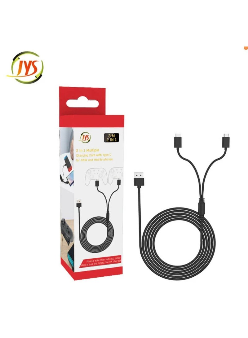 JYS-NS195 2 in 1 Charger Charging Cord Cable for Xboxes Series X Gamepad Date Line Charging Cord With Type C for PS5 - Image 1