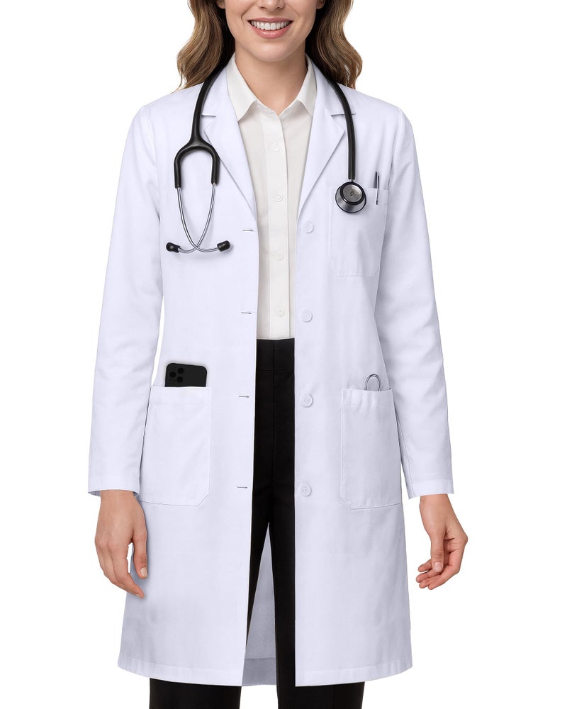 NY Threads Professional White Lab Coat for Women, Long Sleeve Medical Coat 1 Pack, XX-Large, White - Image 1