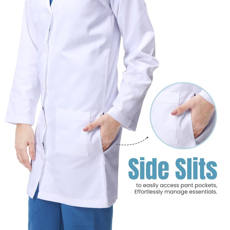 NY Threads Professional White Lab Coat for Women, Long Sleeve Medical Coat 1 Pack, XX-Large, White - Image 3