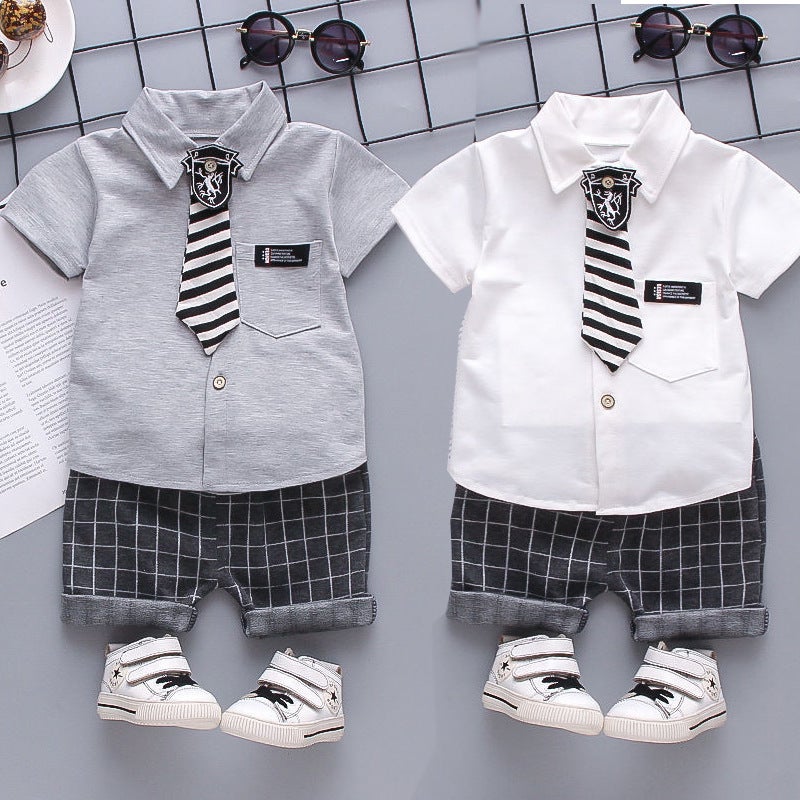 Children'S Shirt Boys And Girls Lapel Shirt Summer Baby Short Sleeve Suit Striped Shirt A 0-5 Years Old Tide - Image 4