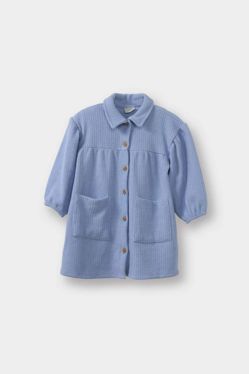 ديفاكتو Girl Shirt Collar Long Sleeve Dress