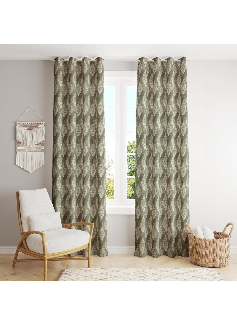 LINENWALAS LINENWALAS Blackout Curtains 7 feet Thermal Insulated Light Blocking Curtains with Grommet Rings 2 Piece Set-Room Darkening Sun Blocking Printed Black Out Curtains (7 feet)  - Image 1