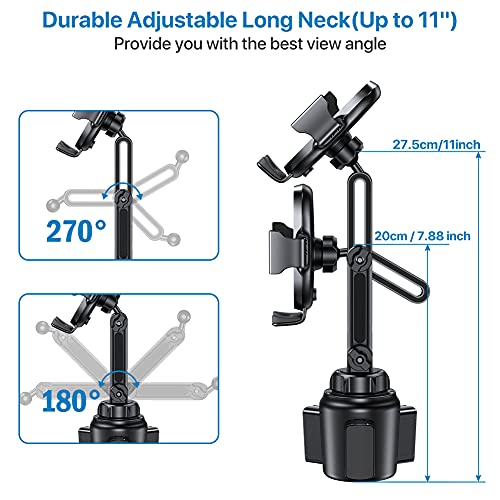 Miracase [Upgraded Version Cup Phone Holder for Car, Universal Adjustable Long Neck Car Phone Mount Cradle Friendly Compatible with iPhone Samsung Google and All 4.0-7.0 inches Smartphones - Image 4