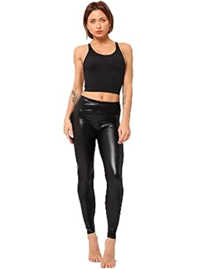Stretch Sexy Leather Disco Glitter Women Lycra