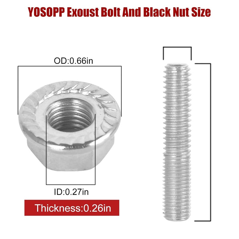 YOSOPP Stainless Steel Exhaust Bolt Kit for 1984-2018 Harley Big Twin Sportster XL with Flange Nut, OEM Part Number 1671583 (8) - Image 4