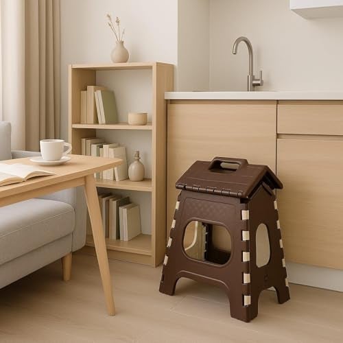 SELLWIZE 18 Inch Folding Step Stool,Super Strong Foldable Stool for Adults & Kids, Portable Plastic Step Stool, Non Slip Folding Stools for Kitchen, Bathroom, Bedroom, Office - Image 5