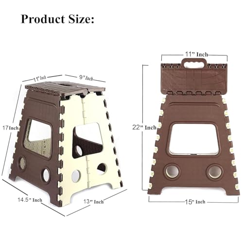 SELLWIZE 18 Inch Folding Step Stool,Super Strong Foldable Stool for Adults & Kids, Portable Plastic Step Stool, Non Slip Folding Stools for Kitchen, Bathroom, Bedroom, Office - Image 4