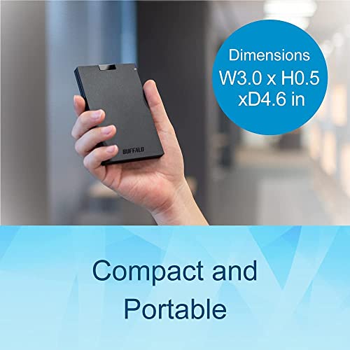 BUFFALO External SSD 500GB - Compatible with PS4 / PS5 / Windows/Mac - USB-C - USB-A - USB 3.2 - External Solid State Drive - ‎SSD-PG500U3B - Image 2