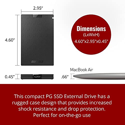 BUFFALO External SSD 500GB - Compatible with PS4 / PS5 / Windows/Mac - USB-C - USB-A - USB 3.2 - External Solid State Drive - ‎SSD-PG500U3B - Image 3
