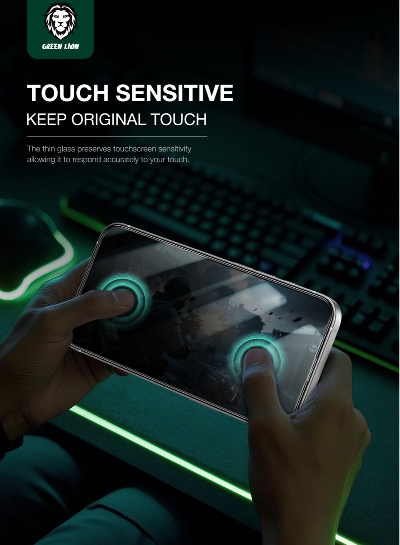 GREEN LION iPhone 16e Tempered Glass 9H Steve Privacy Ultra-Thin Screen Protector with Oleophobic Coating & Sensitive Touch / 28°Anti Peeping / Anti-Fingerprint / Crystal Clear / Scratch-Resistant / Drop & Bumps Protection / Shock Proof - Privacy Black - Image 4