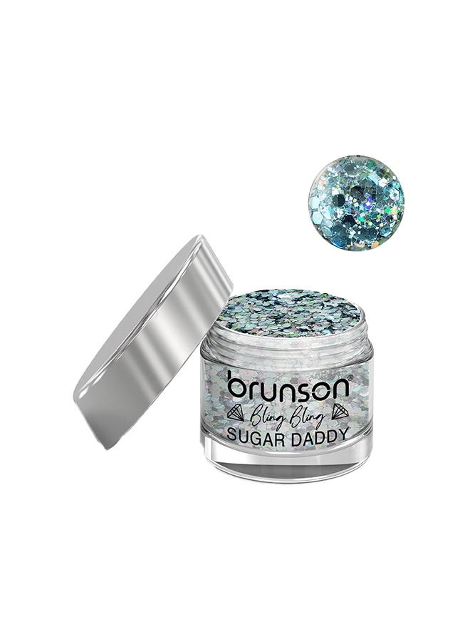 brunson Acrylic Nail Powder DIP And Buff System, Sugar Daddy Glittered 30ml BOH003