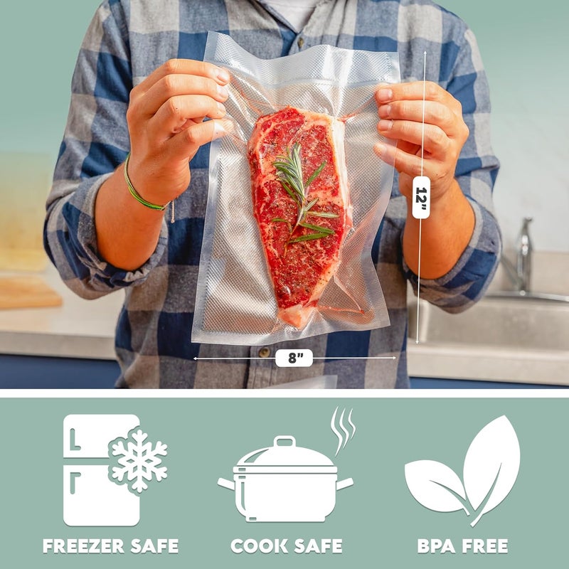 Avid Armor Vacuum Sealer Bags 200 Quart 8x12" For Food Saver, Commercial Grade, BPA Free, Heavy Duty, Pre-cut, for Vac Storage, Meal Prep, Sous Vide, or Dehydrated Freeze Dried Foods - Image 3
