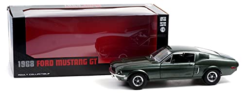 Greenlight 1968 Ford Mustang GT Fastback Highland Green Metallic 118 Diecast Model Car - Image 1