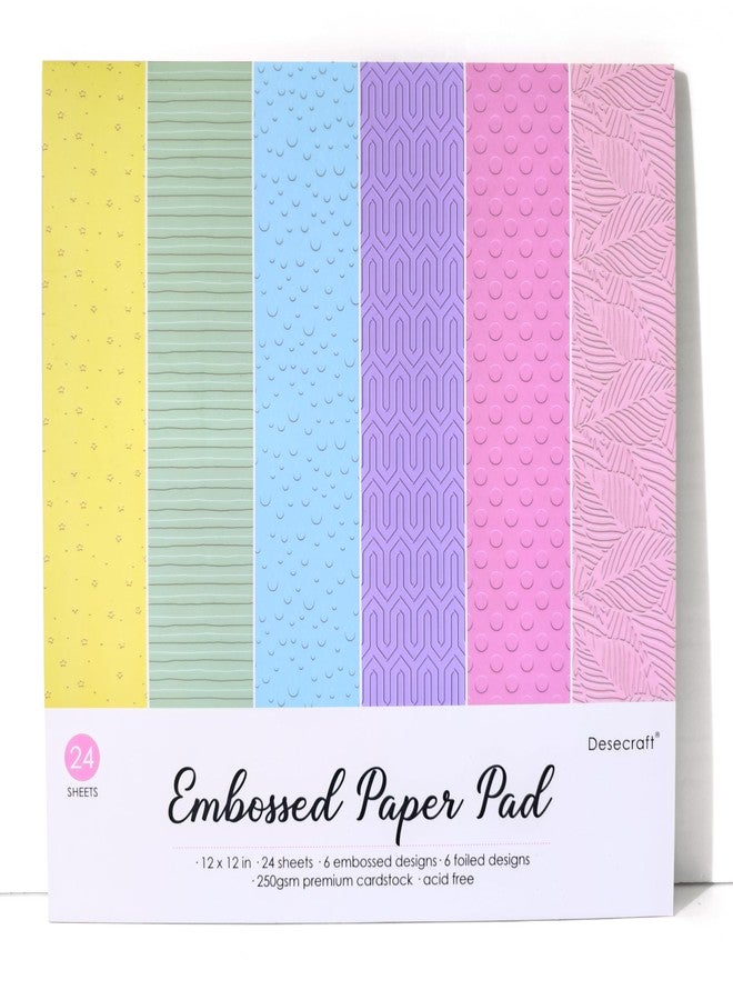Desecraft Embossing Foil Pastel12x12 Paper Pad Pack Scrapbook Cardstock Decorative Paper for Card Making Journaling Planner Origami Scrapbook Paper Scrapbooking Supplies - Image 1