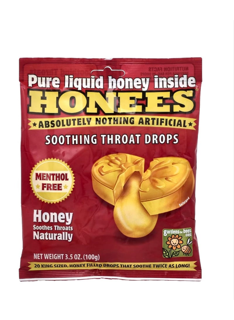 Honees Soothing Throat Drops Honey 20 King Size Drops 3.5 oz (100 g) - Image 1